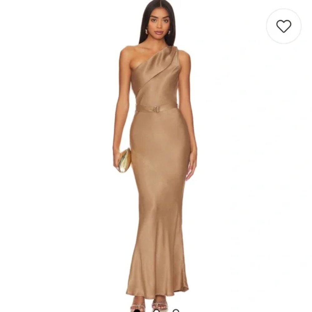 Karina Grimaldi Angelique Midi Dress, Size S, in Mocha